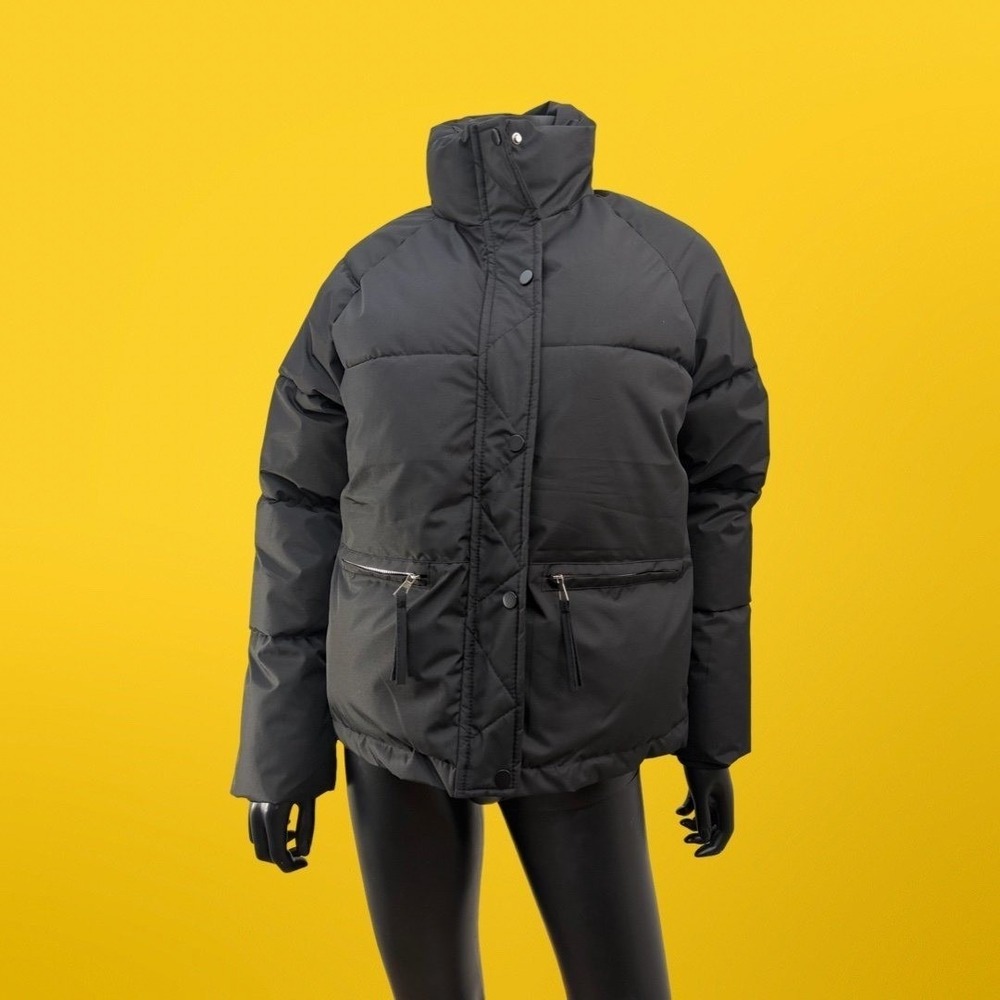 QINRUIYU Black Puffer Jacket Women Oversized Winter Coat Size‎ M